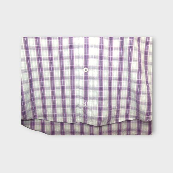Men's Bugatchi UOMO Purple Plaid Long Sleeve Button Up Shirt Size Medium - Picture 5 of 6